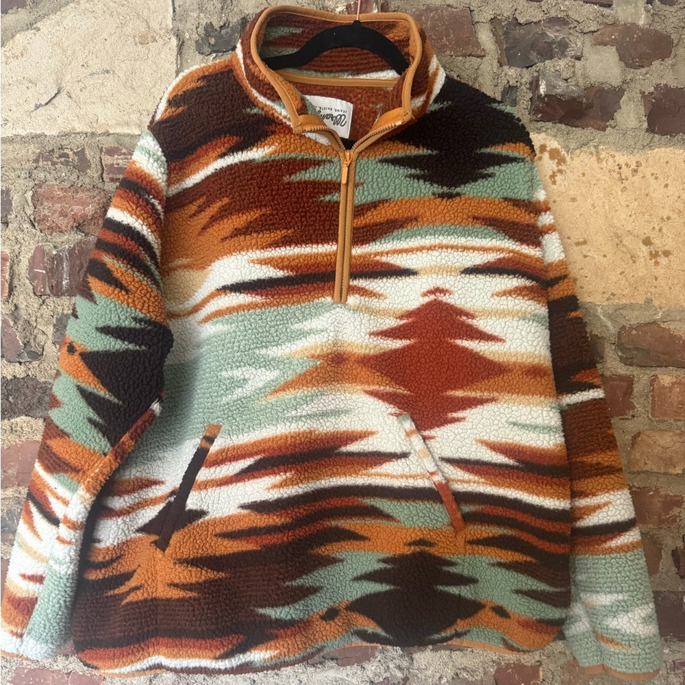 Wrangler Aztec Print Sherpa Fleece Pullover